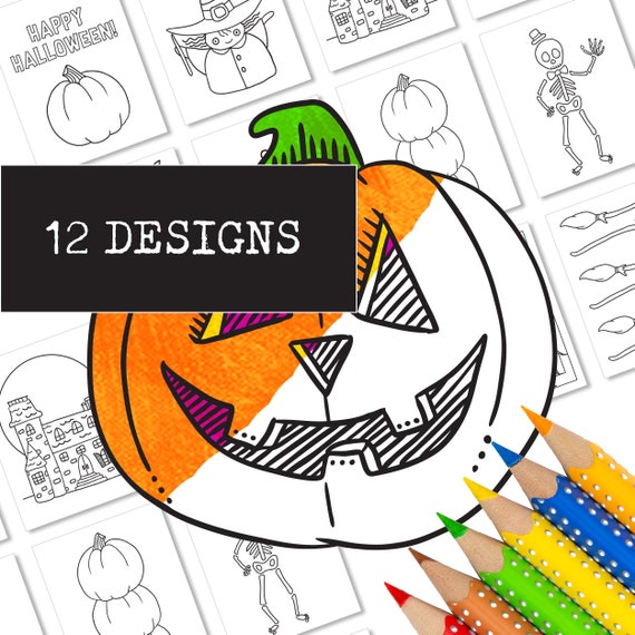 12 Printable Halloween Coloring Pages   Includes Pumpkin