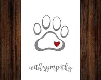 Printable Pet Sympathy Card  |  Blank Interior  |  Printable Digital Download   |  5x7" A7