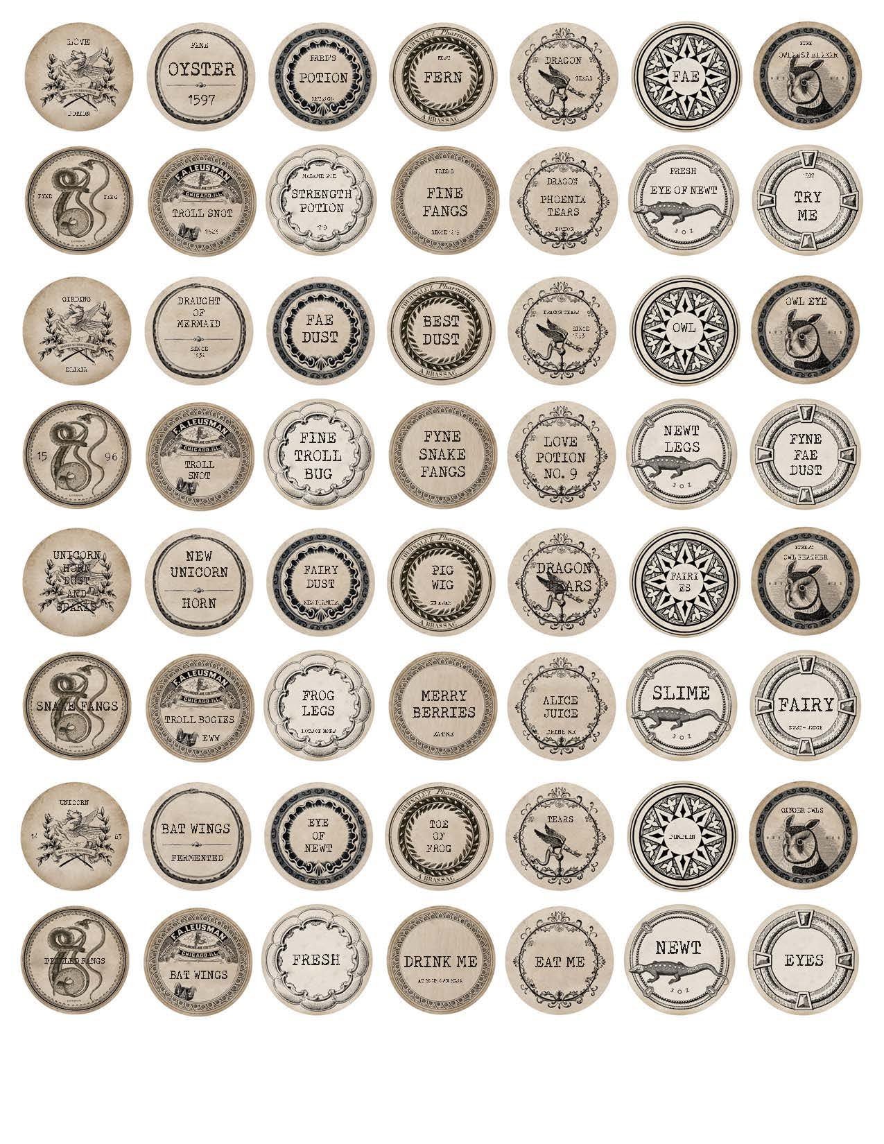 EDITABLE Printable Small Mini Apothecary Labels 1 Circle - Etsy UK