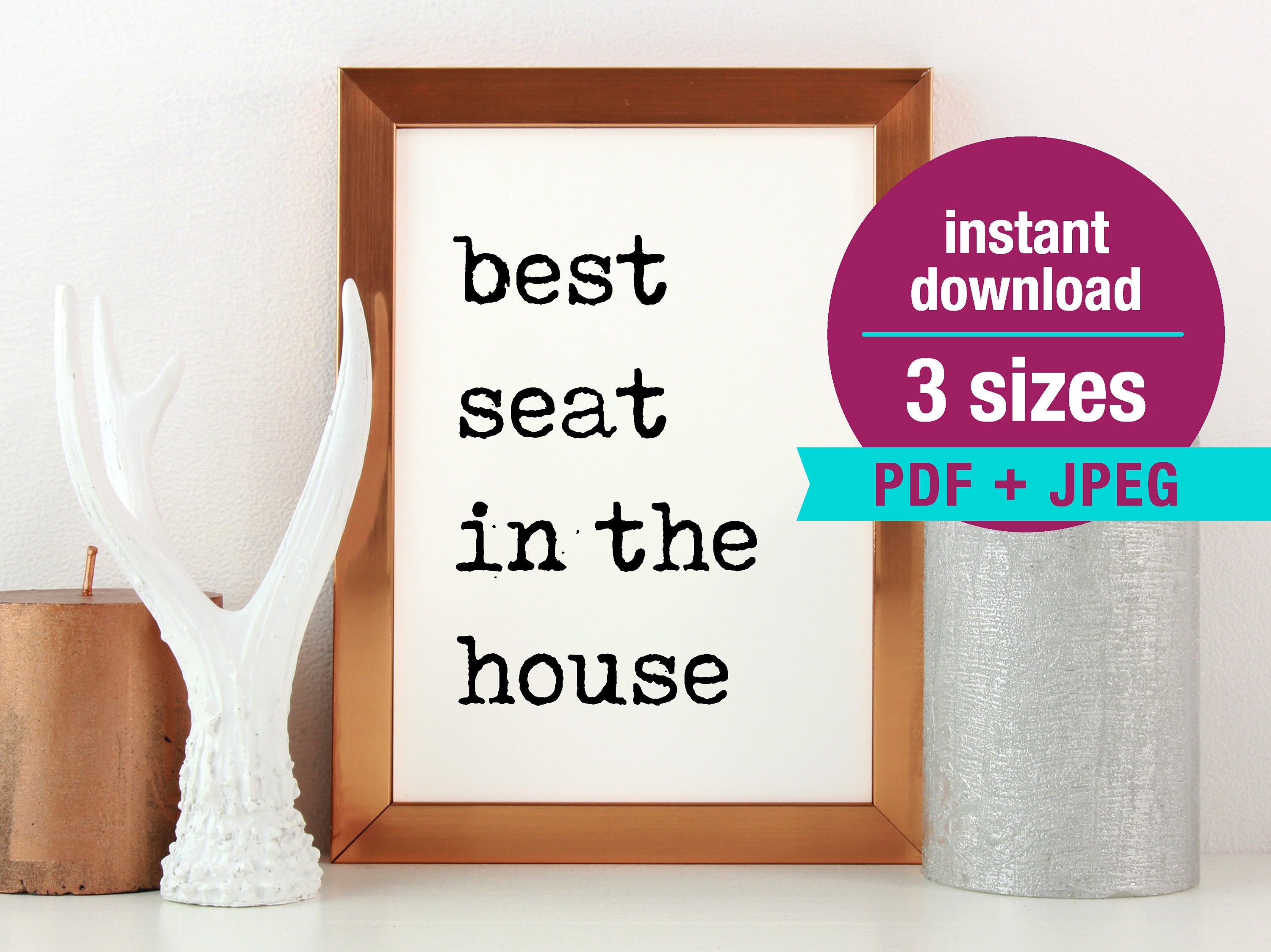 Best Seat in The House Printable Bathroom Sign 3 Sizes Etsy