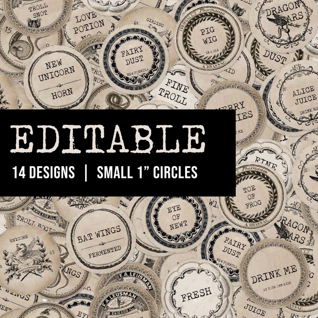 EDITABLE Printable Small Mini Apothecary Labels 1 Circle Blank DIY ...