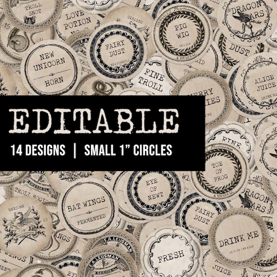 EDITABLE Printable Small Mini Apothecary Labels 1 Circle - Etsy