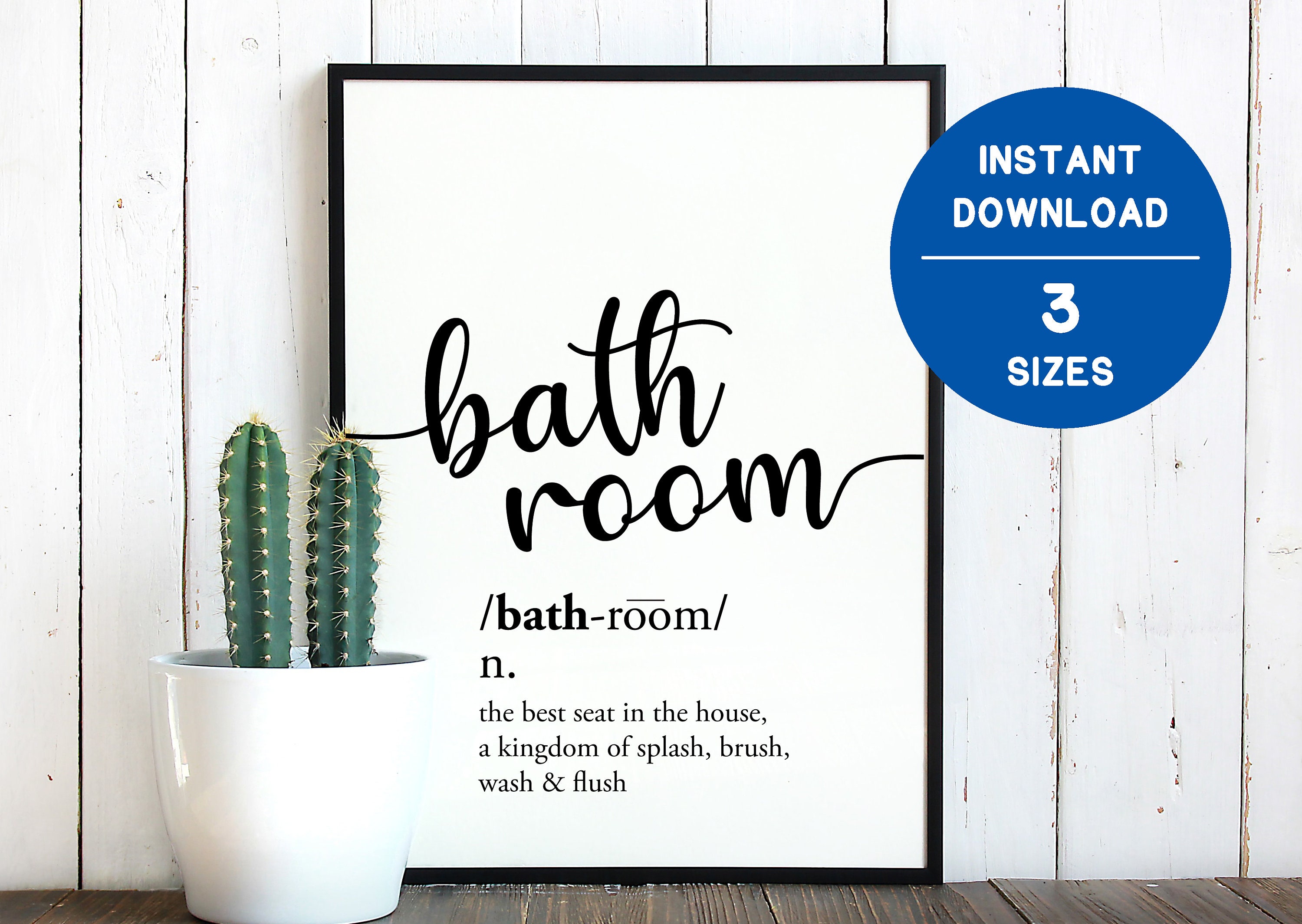 Bathroom Definition Printable Bathroom Sign 3 Sizes 11x14 Etsy