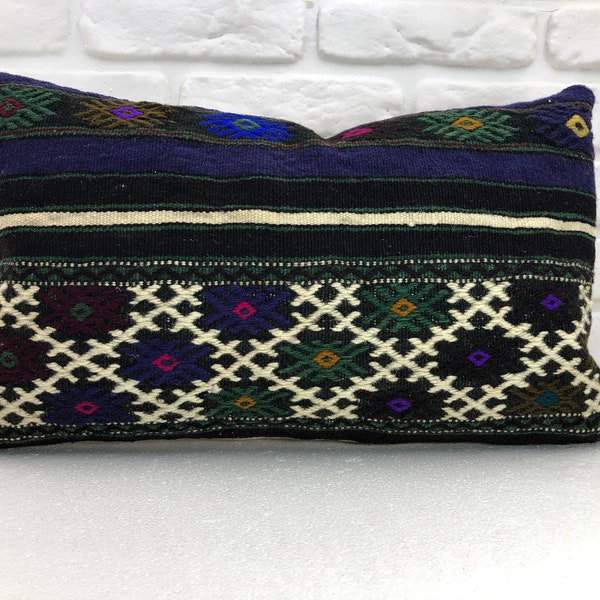 Decorative Pillow, Kilim Pillow, Boho Pillow, Nomadic Kilim Lumbar, Bohemian Pillow, Pillow cover, Handwoven, Moroccan Pillow, Navajo Pillow