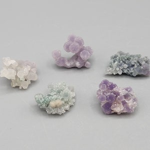Set of 5 Miniature Botryoidal Amethyst Chalcedony Specimens – Multicolor Variants