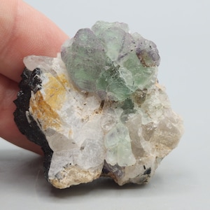 Green Fluorite with Black Tourmaline on Matrix from Namibia