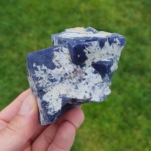 Blue Fluorite Cube with Purple and Green Phantom UV Reactive
