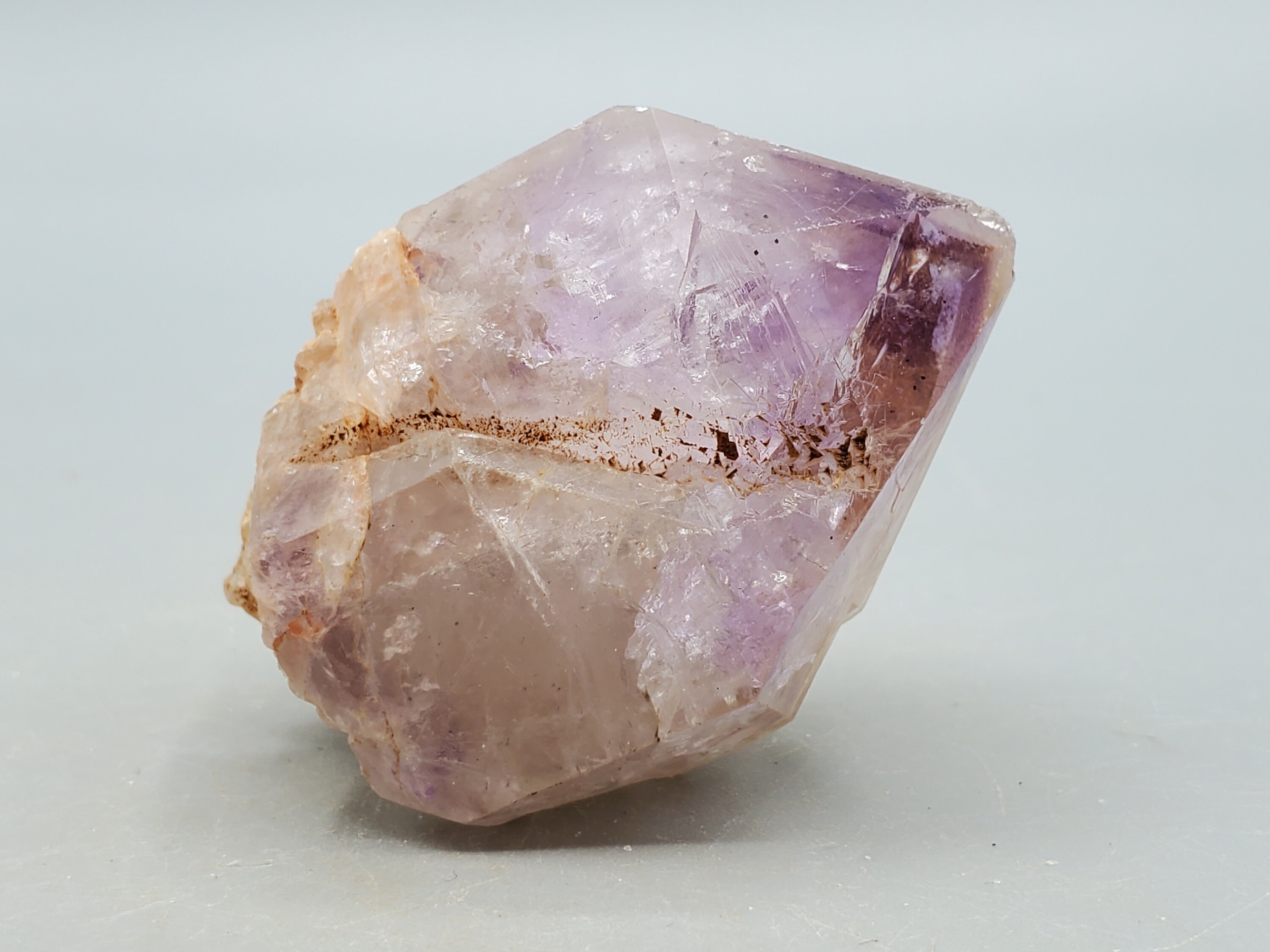 Bi-colored Amethyst Quartz Point with Phantom