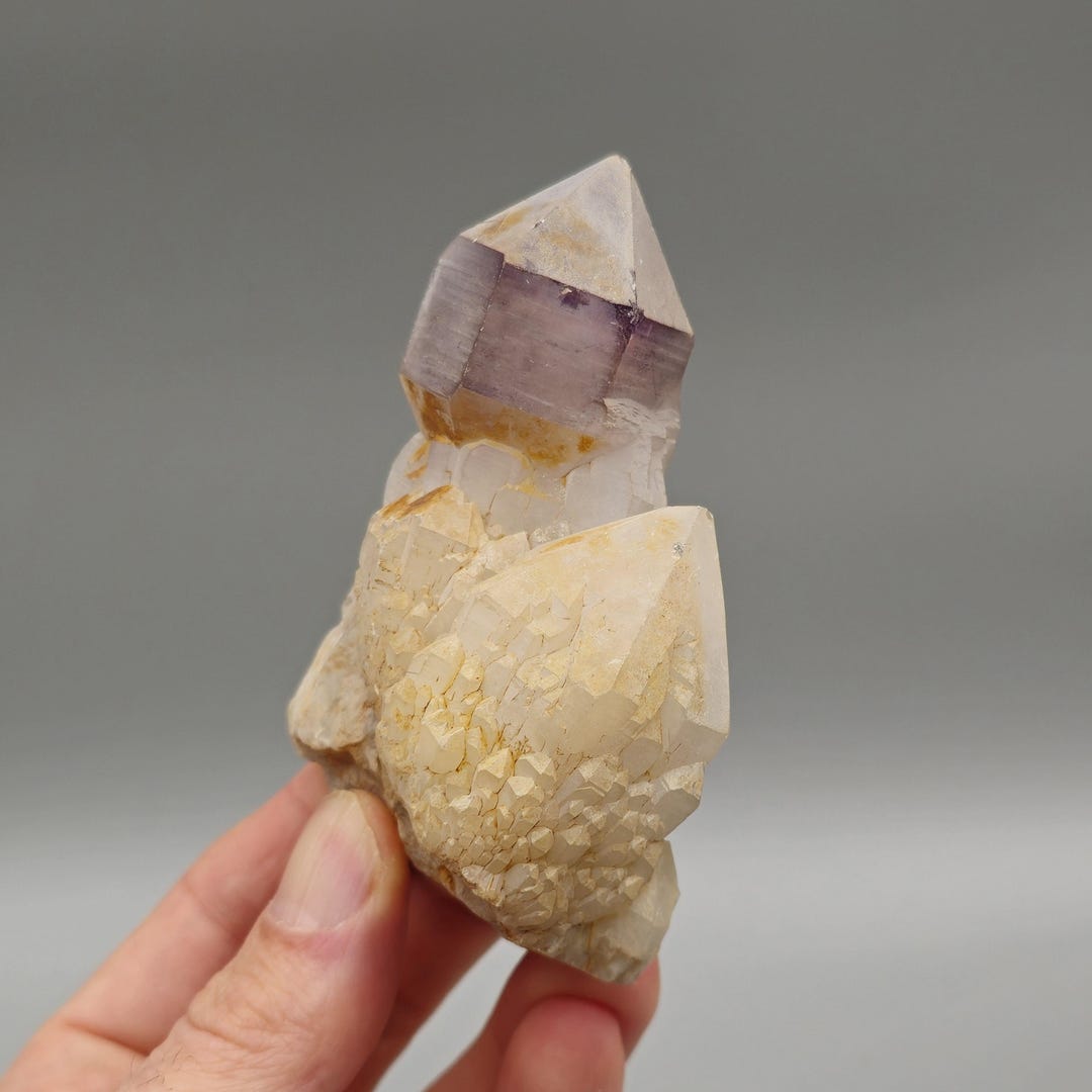Amethyst Scepter Quartz With Adjacent Elestial White Quartz – Zonal ...