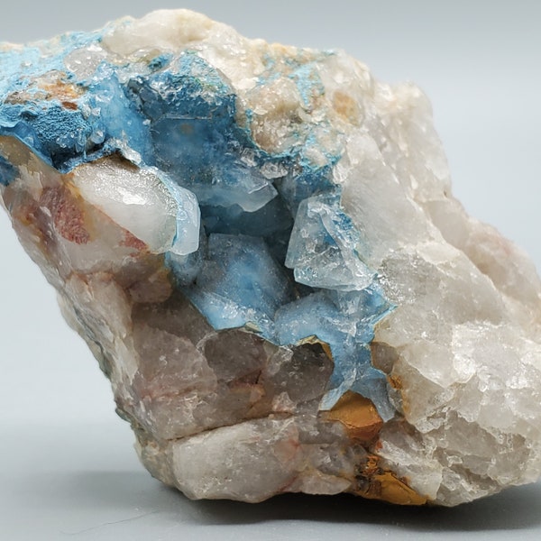 Shattuckite includes in Quartz On Matrix