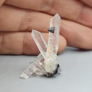 Helvite on Clear Quartz from Guangdong, China