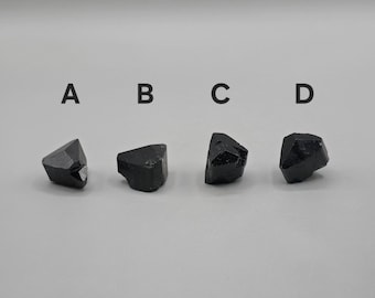 Elite Black Tourmaline Crystals – Terminated Raw Specimens from Namibia (A-D)