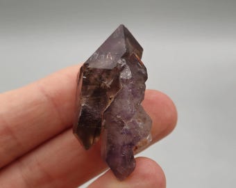 Bicolor Amethyst & Smoky Quartz – Double-Terminated Cluster with Stacked Formation