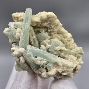 Vanadium Aquamarine Beryl with Green Fluorite Cubes on Matrix – Nasarawa-Egon, Nigeria – 106 g