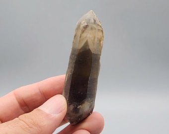 Double-Terminated Smoky Quartz with Sharp Pyramidal Phantom – Nigeria | Multi-Phase Growth