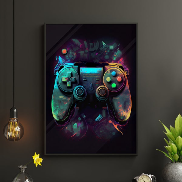 Gaming Console Poster, Printable Video Game Wall Art, Digital Video Game Art, Game Room Decor, Gamer Gift, Downloadable Gaming canvas