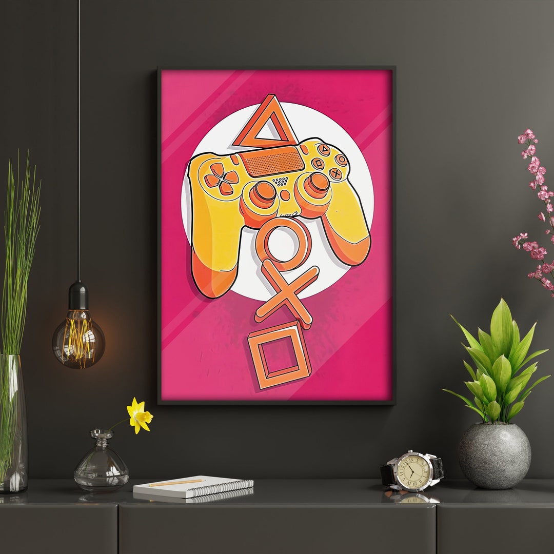 Colored Gaming Console Poster, Printable Video Game Wall Art, Digital