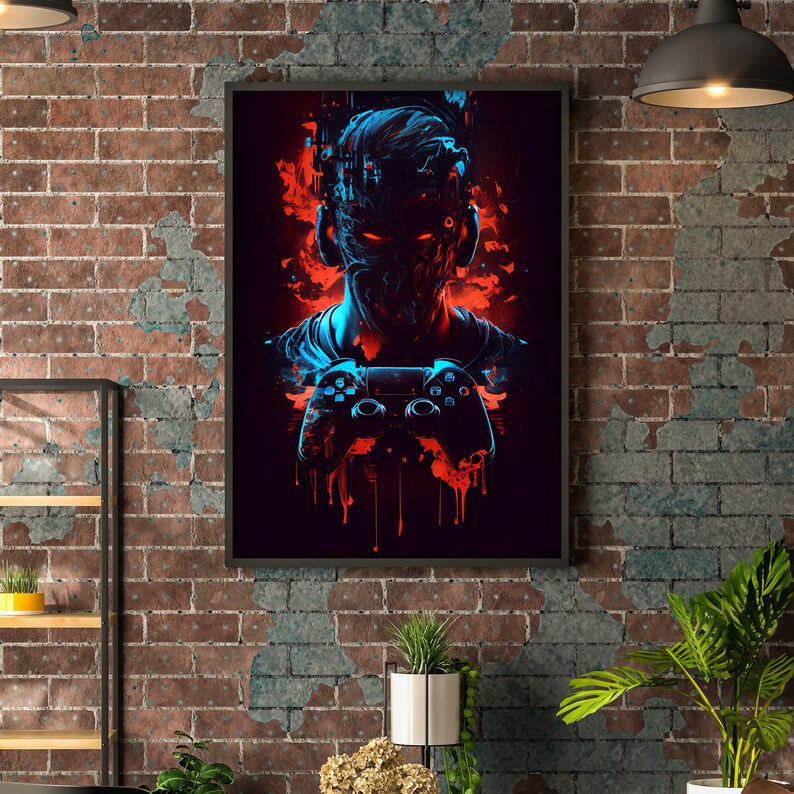 Cool Gaming Console Poster, Printable Video Game Wall Art, Digital
