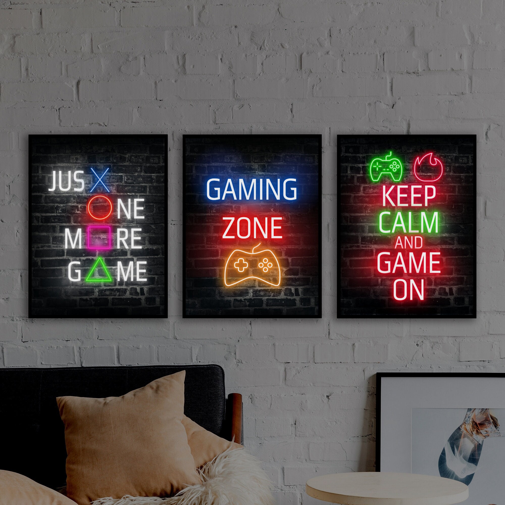  3 Pieces Neon Gaming Posters for Wall Decor, 11x14 Neon Gamers  Handle Playstation Keyboard Headset Canvas Art Posters, Game Wall Art for  Teenage Room Playroom Decor, Gamer's Gift, (Unframed Prints) 