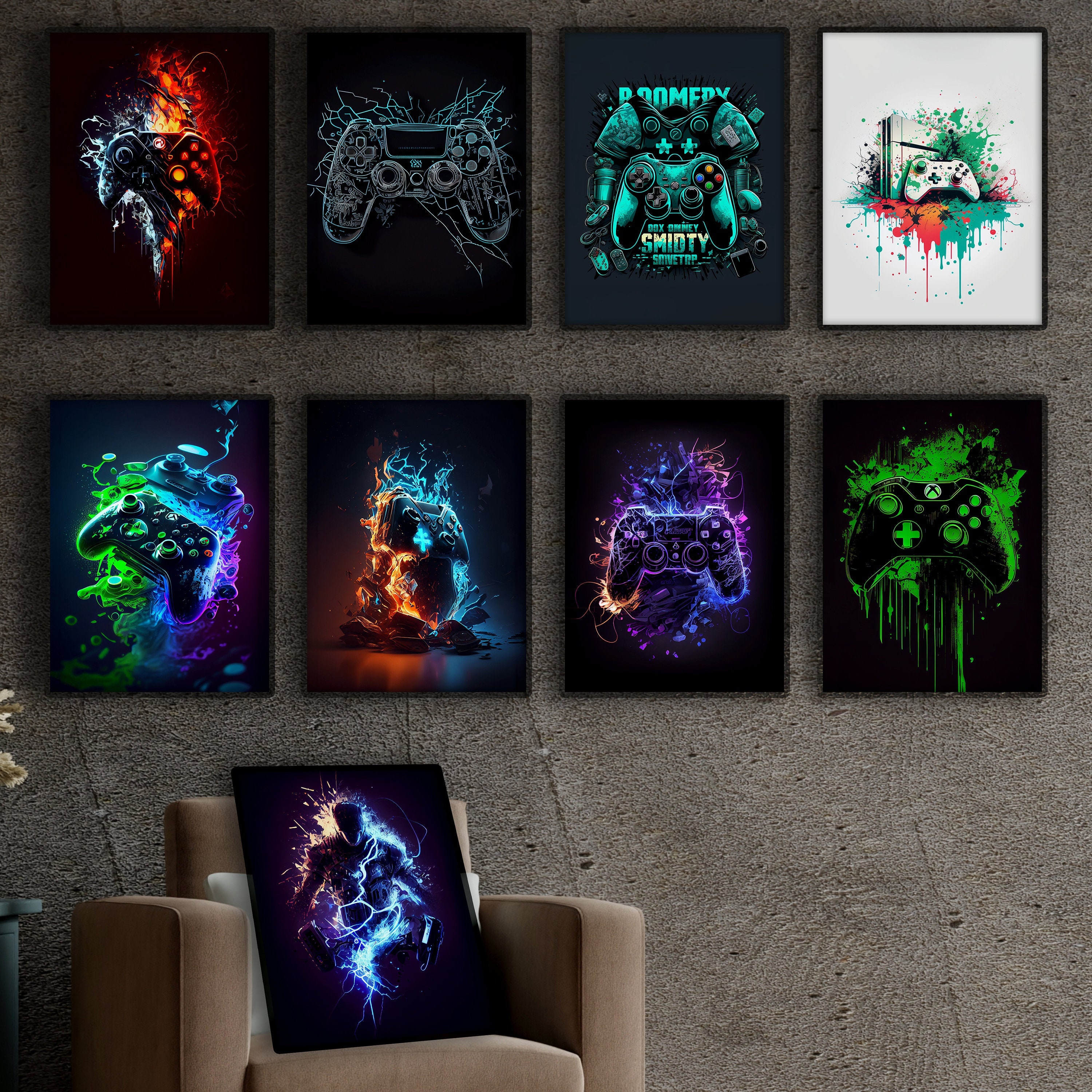 pack of 9 Gaming poster, SIze A4 (8.3×11.7 inches) Includes adhesive tape  on backside ,Wall Sticker For Gaming Room. Paintings & Posters