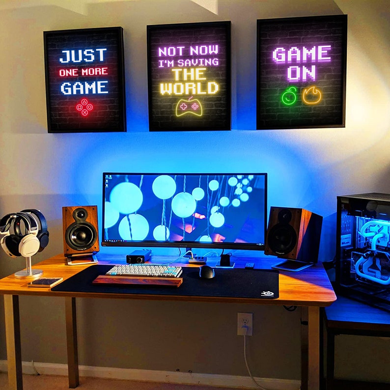 Set of 3 Neon Gaming Poster Digital Print Video Game Poster Etsy