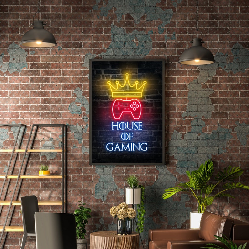 Set of 3 Neon Gaming Wall Poster Digital Print Wall Art Game Etsy