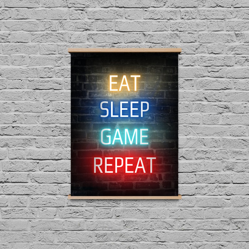 Set of 3 Neon Gaming Wall Poster Digital Print Wall Art Game Etsy
