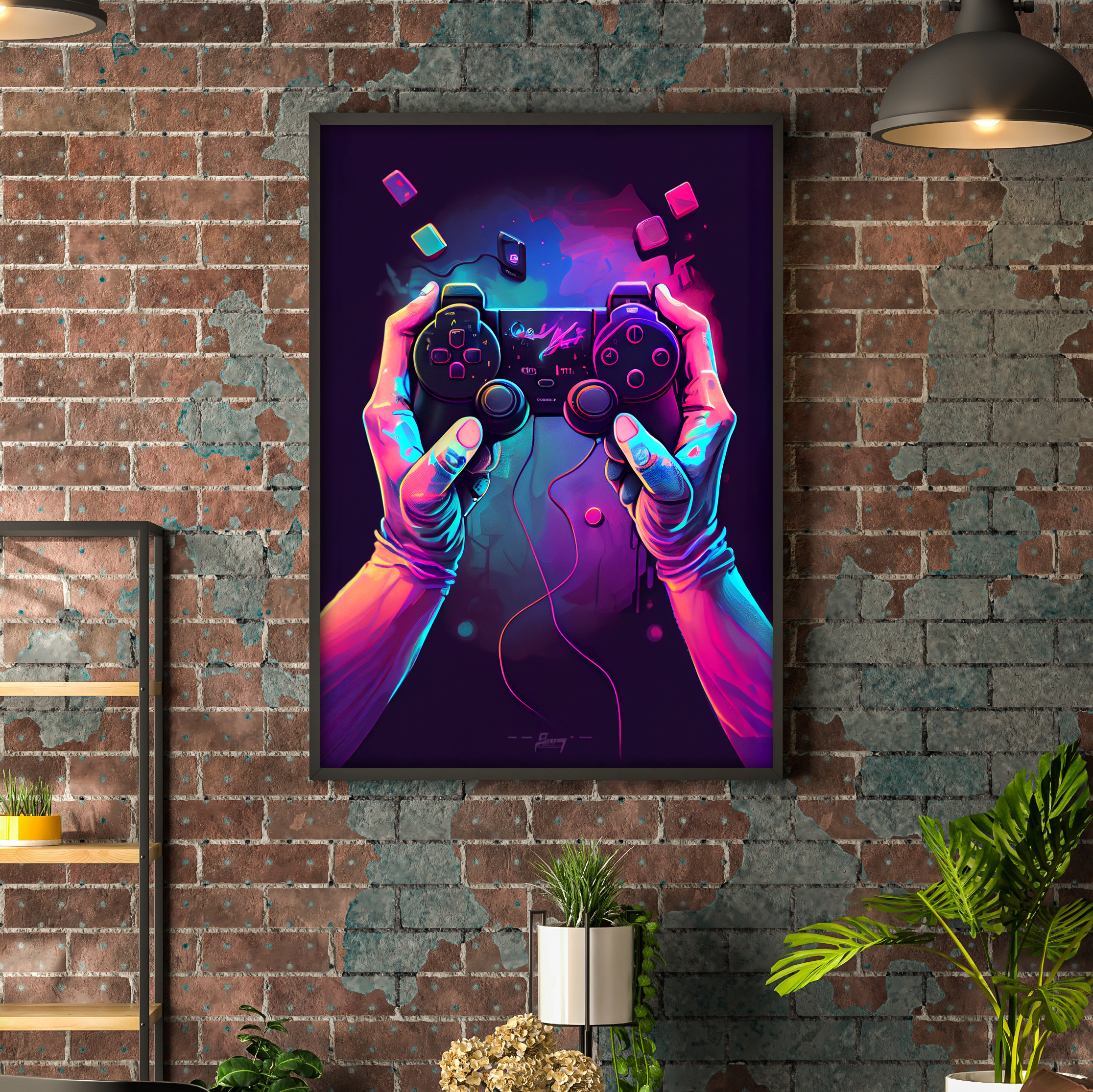 Game Room Decor - Gaming Gifts for PC Gamer, Xbox, PS4, Playstation, Video  Game, Arcade, Men, Teens, Kids - Remote Control Wall Art - Urban Graffiti