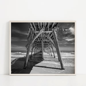 Beach Wall Art, B/W Pier Wall Art, Beach Pier Photo, Pier Fine Art Photograph, Ocean Pier Wall Art