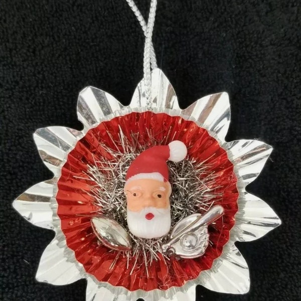 Vintage Starburst Christmas Ornaments Aluminum Reflectors Glass Santa Sports Boy Ornament Football Baseball