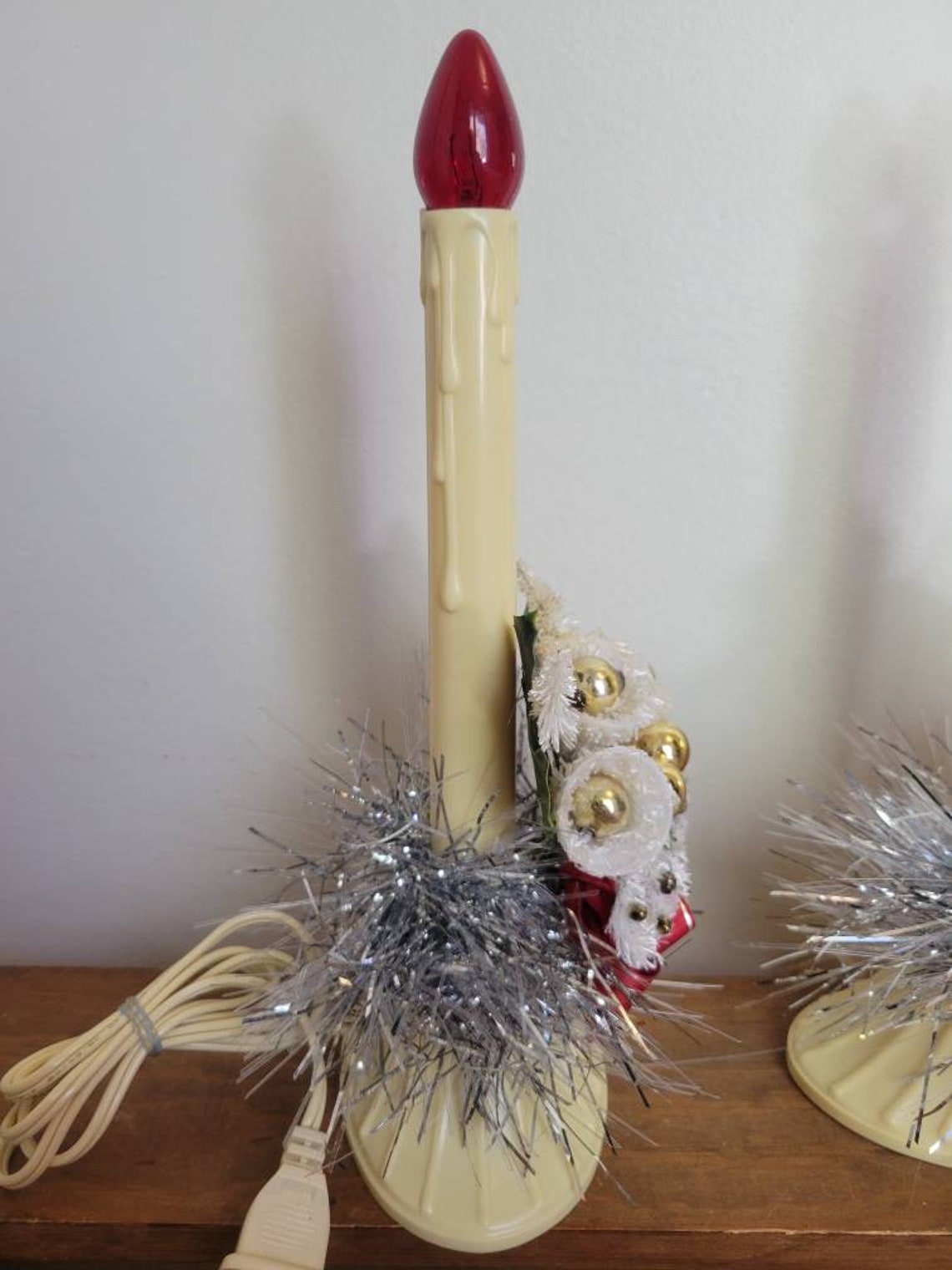 Set of 2 Embellished Vintage Electric Christmas Candle Foil Etsy