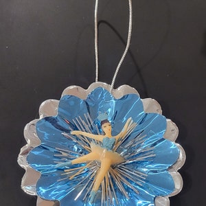 Vintage Starburst Christmas Ornaments Hand Made Reflectors Plastic Ballerina Decoration MCM