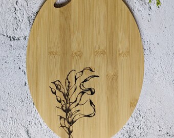 Seaweed | Wood Bamboo Platter Chopping Board Personalised | Wood Burnt Artwork | Various Board Shape | Kitchen Decor Name Gift