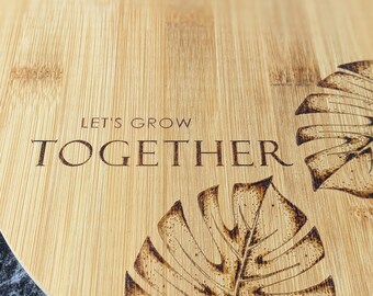 Monstera Leaves Design | Wood Bamboo Platter Chopping Board Custom | Wood Burnt Art | Various Shapes | Kitchen Decor Gift Valentine's