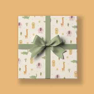Cadeaupapier Safari Animal | 50 x 70 cm | Alle gelegenheden | Kleurrijk ontwerp | Verjaardagscadeauverpakking | Inpakpapier | Baby | Kinderen
