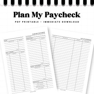 Paycheck Planner Printable: Budgeting Template (Digital Download)