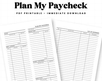 Paycheck Planner Printable: Budgeting Template (Digital Download)