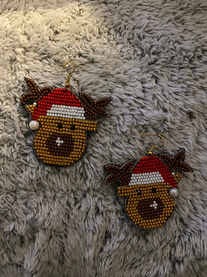 Reindeer with hat earrings