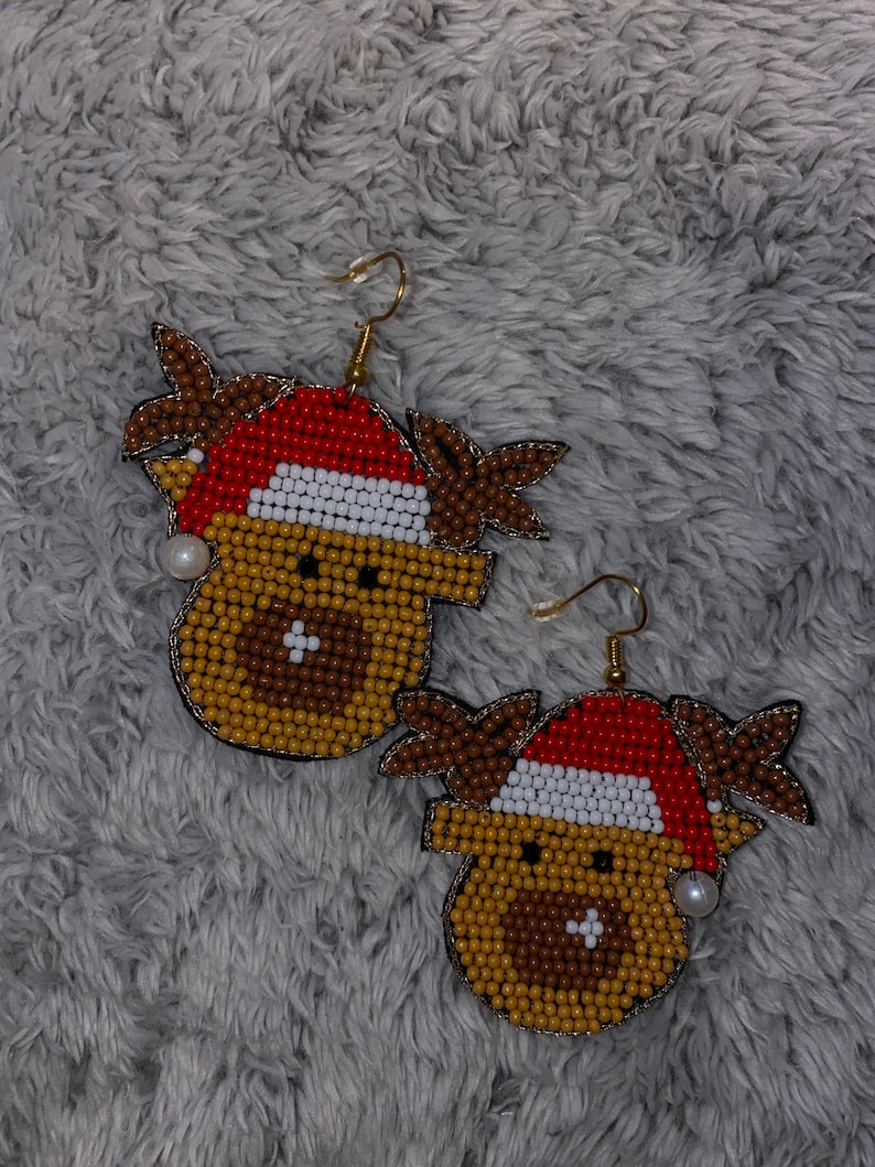 Reindeer with hat earrings