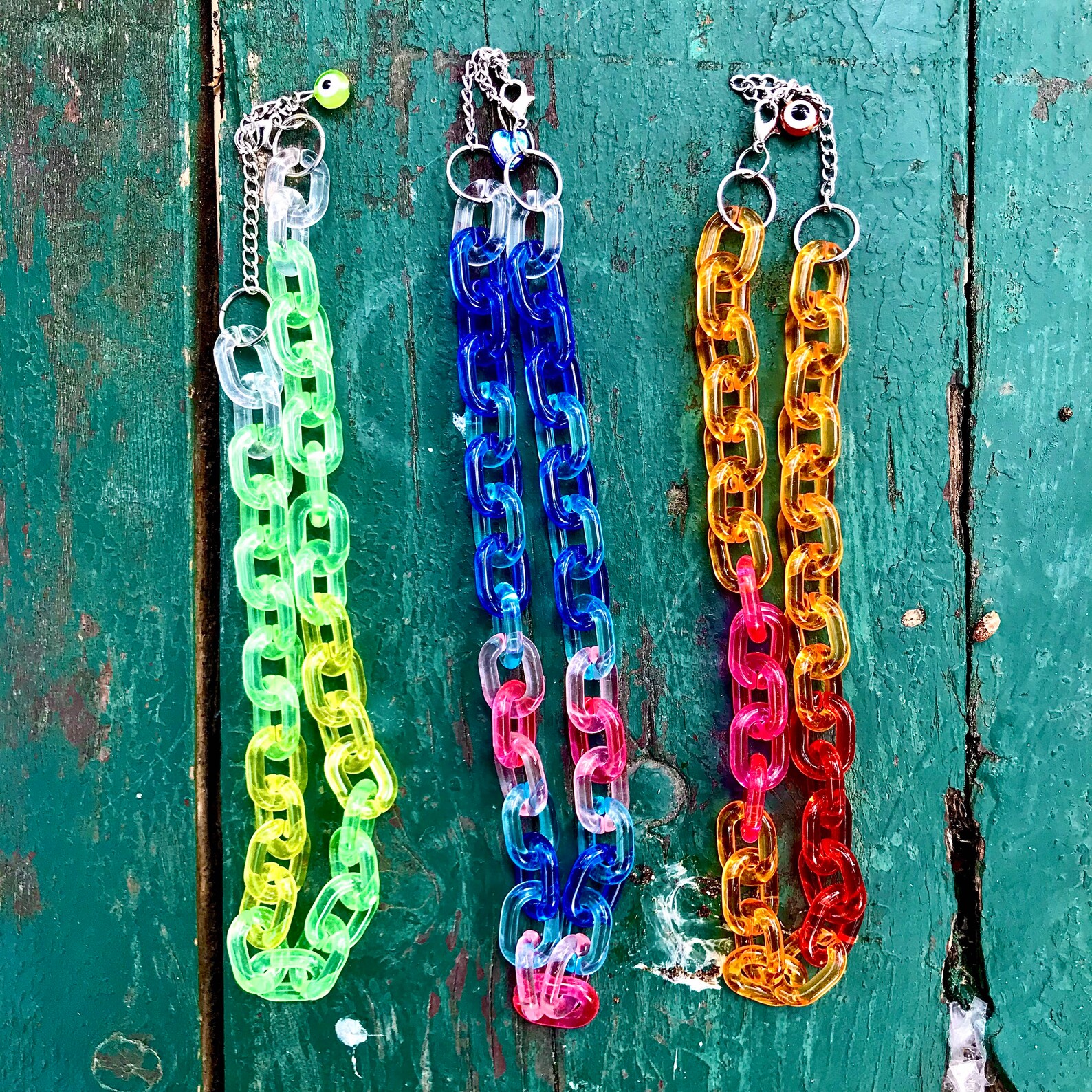 Colorful Chain Necklace Acrylic Chain Choker Rainbow Etsy