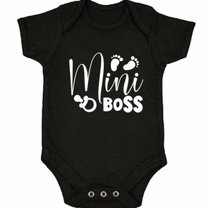 Mini Boss - Vinyl print baby bodysuit, New Baby Boy Girl Gift, Natural Baby Bodysuit