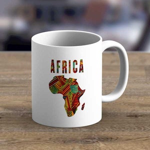 Coffee Cups & Mugs Africa Map - Coffee Mug Gift, African print mugs, unique coffee mugs, printed mugs, Ankara gifts mugs, Best Seller,