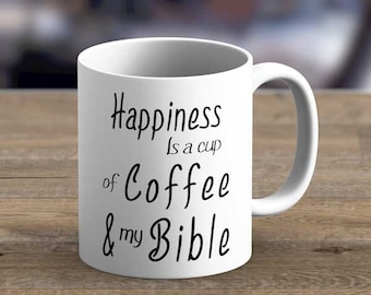 Happiness - Bible verse quote on mugs, Mug with bible verse quote, Bible quote mug, Bible quote gift mug, Christian mug, Scripture mug