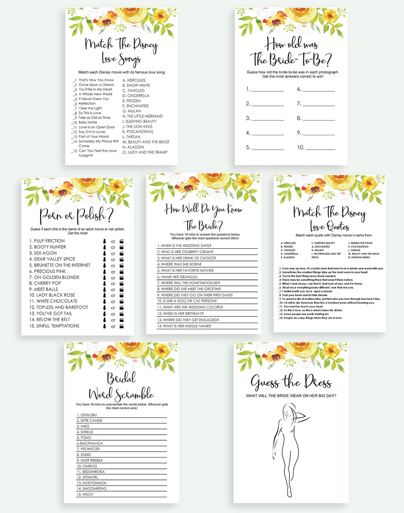 Bridal Shower Games Drink If Game bachelorette party games Etsy