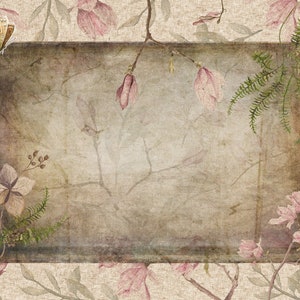 Ephemera Magnolia Branches and Flower, Orchard Garden Junk Journal Scrapbook Digital Download 2 Sheets High Res A4 Paper