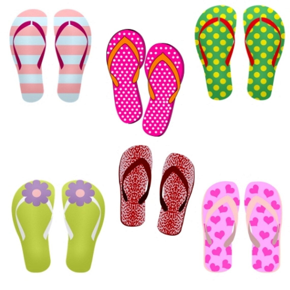 17 Fun Summer Flip Flop PNG Image clipart set with UNLIMITED | Etsy
