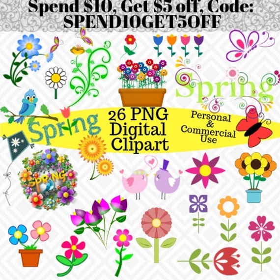 26 Spring Time Clipart Set For Personal Commercial Use Etsy