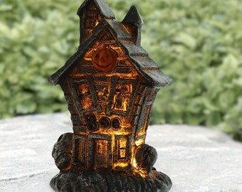Miniature Dollhouse Fairy Garden Halloween LED Lighted Haunted House MW262 