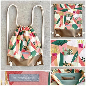 Motivational-Holic Drawstring Book Bag tropical cork with inside mobile phone pocket