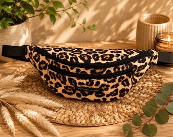 Leopard Print Fanny Pack for Women, Handmade Animal Print Belt Bag, Cheetah Waist Bag, Travel Hip Bag, Festival Bag, Gift for Her